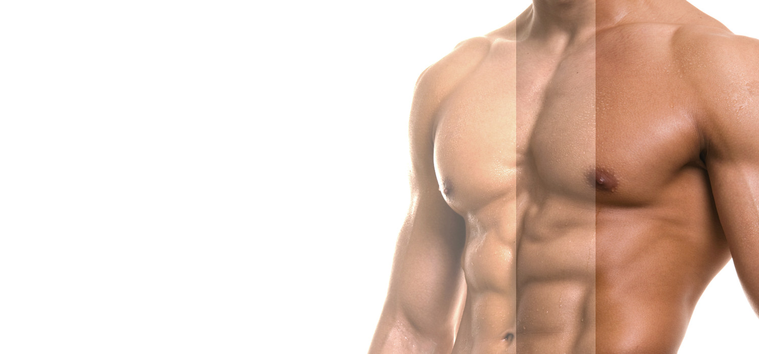 Sunbed tanned muscular male torso
